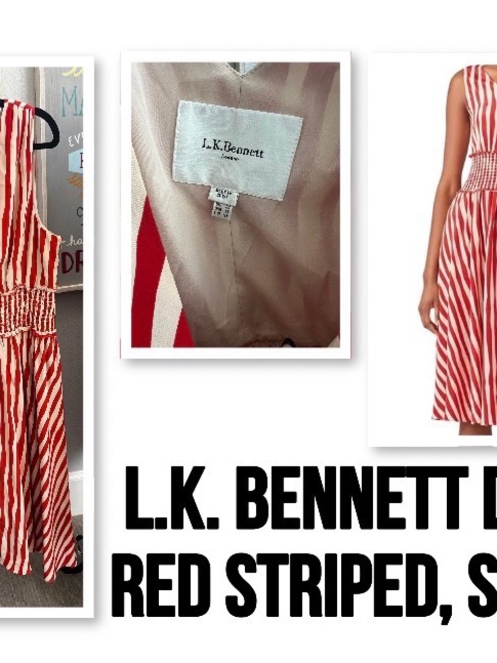 L.K. Bennett Red and White Striped Mini Dress
